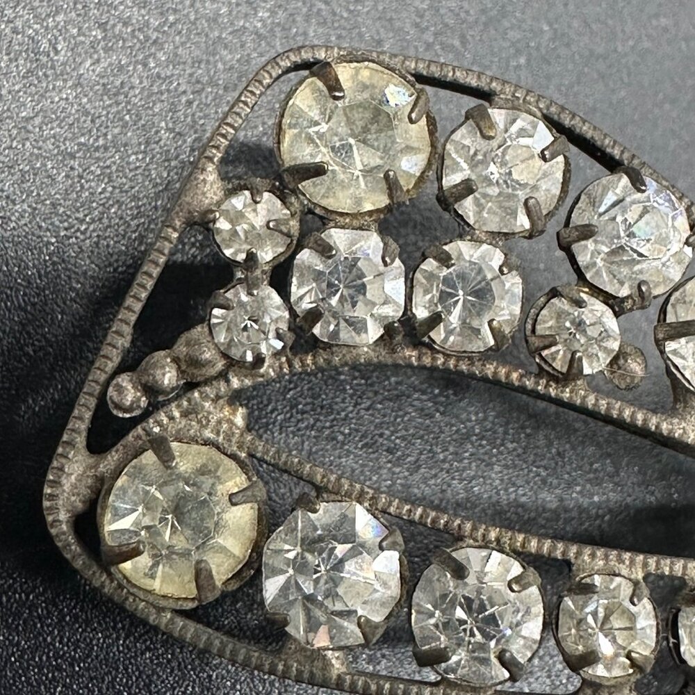 Antique Victorian Rhinestone Bow Pendant Hair Accessory Statement Vintage - Picture 6 of 11